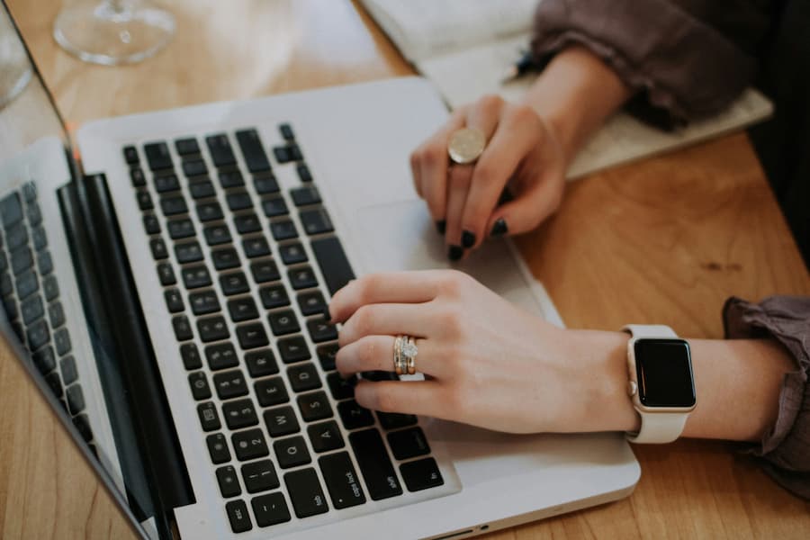Woman working on her laptop
